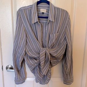 Oversized Striped Gauze button down shirt